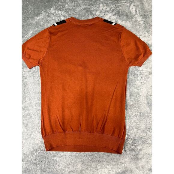 Men’s PJ PAUL JONES Rust Knit Vertical Stripe Crew Short Sleeve Shirt Size S - Picture 6 of 9